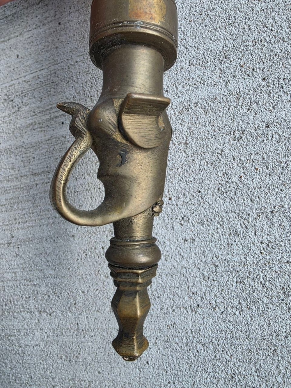 Antique Vintage Brass Fireplace Blowpipe Bird Figural Hearth Tool Wood Handle